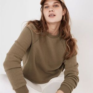Madewell MWL Airyterry Crop Sweatshirt size Medium in a moss green color